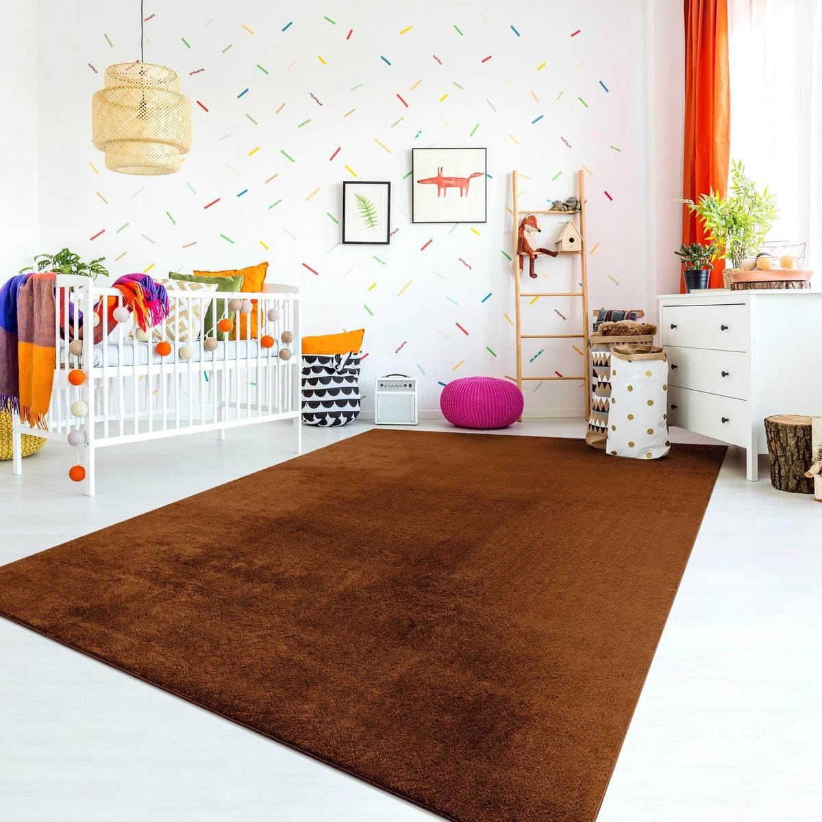 Home Vloerkleed Kinderkamer Meisjes Jongens Pastel Effen Kleur Modern Wasbaar, Kleur:Koper, Maat:100x200 cm