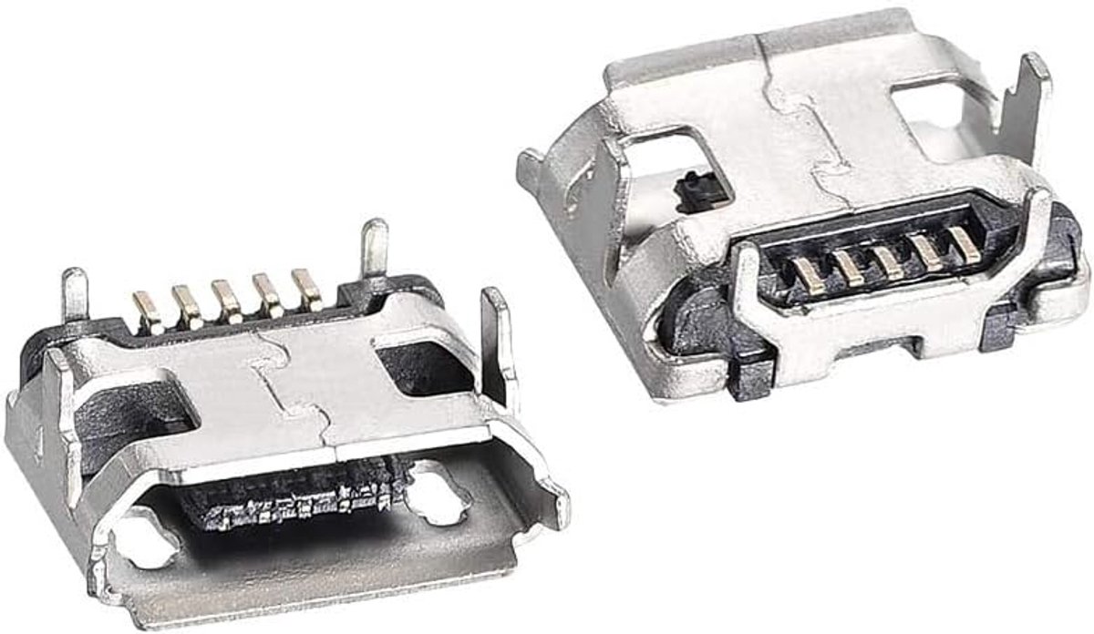 Dailygoods - 10 Stks Micro USB connector - 5 Pin 90 Graden aansluiting - Vrouwelijke socket - Vervangingsadapter - Voor telefoon reparatie