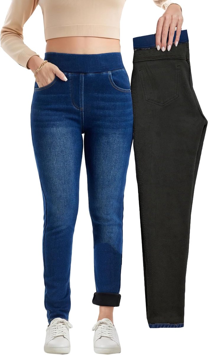 Jeans winter jeggings hoge taille thermisch warm flanel sherpa skinny jeans