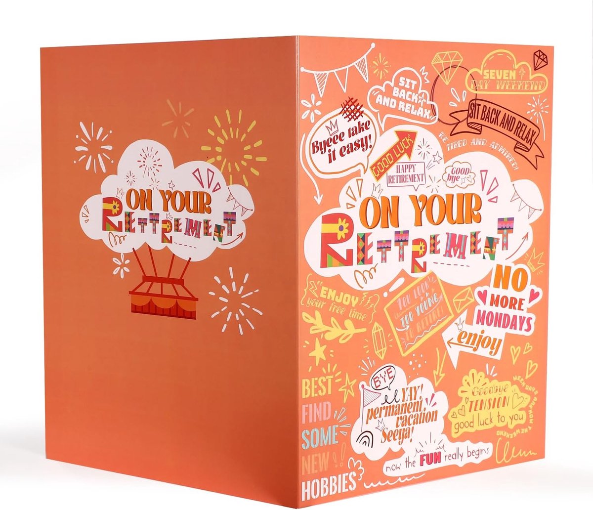 Dailygoods- Afscheidskaart Oranje - Afscheidsgroetkaart - Afscheidskaart voor Collega's - Wenskaart - Afscheidscadeaukaart - 40x27cm Kaart met Envelop