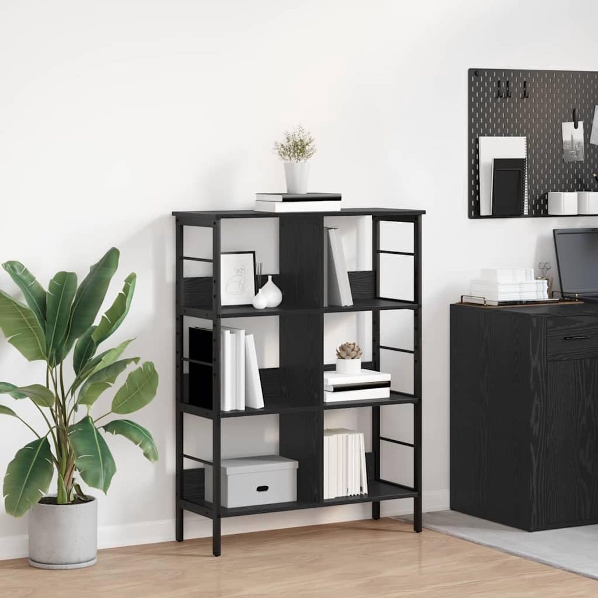Boekenkast 6 niveaus 82 x 32 x 112 cm houtmateriaal met stalen