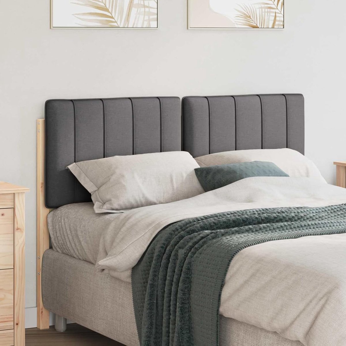 Gewatteerd hoofdeinde met hoofdeinde, bruin en donkergrijs, 120 cm, bedhoofdeinde voor slaapkamer, volwassenen, kinderen, jongeren, tweepersoonsbed 880189