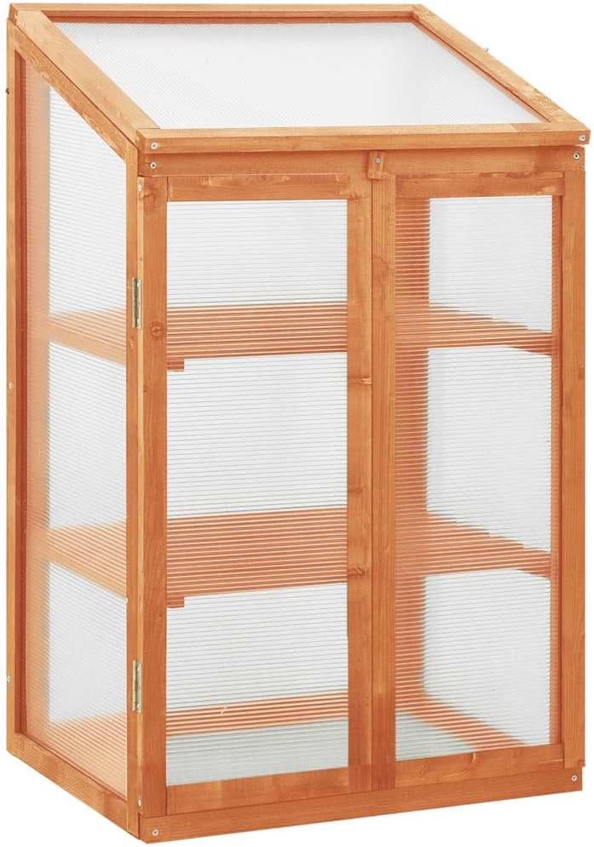 60 x 45 x 100 cm van dennenhout broeibed met pc-platen en 2 planken voor tuin, terras, balkon