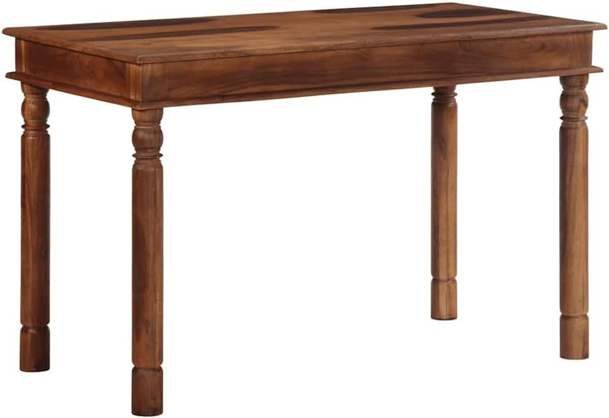 Houten eettafel, acacia, 120 x 60 x 77 cm, voor keuken en eetkamer, robuust tafelblad met natuurlijke nerf, weerbestendige constructie voor binnen en buiten
