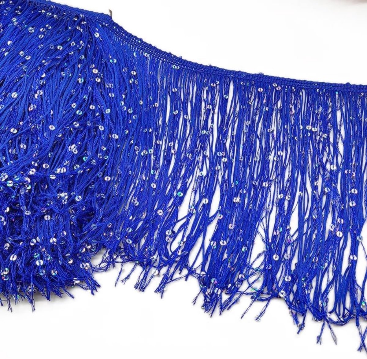 2 meter lang, 20 cm breed, franjes, gesneden franjes, snijfranjes, decoratieband, dansfranjes, naai-accessoires voor kleding, doe-het-zelf naaien, gordijnen, tafelloper, decoratie, blauw