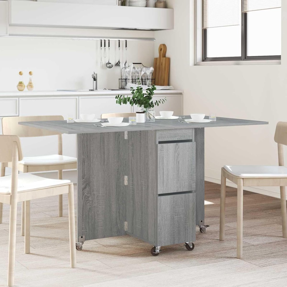 Hout Uitschuifbare eettafel Modern 140 x 80 x 77 cm Grijs