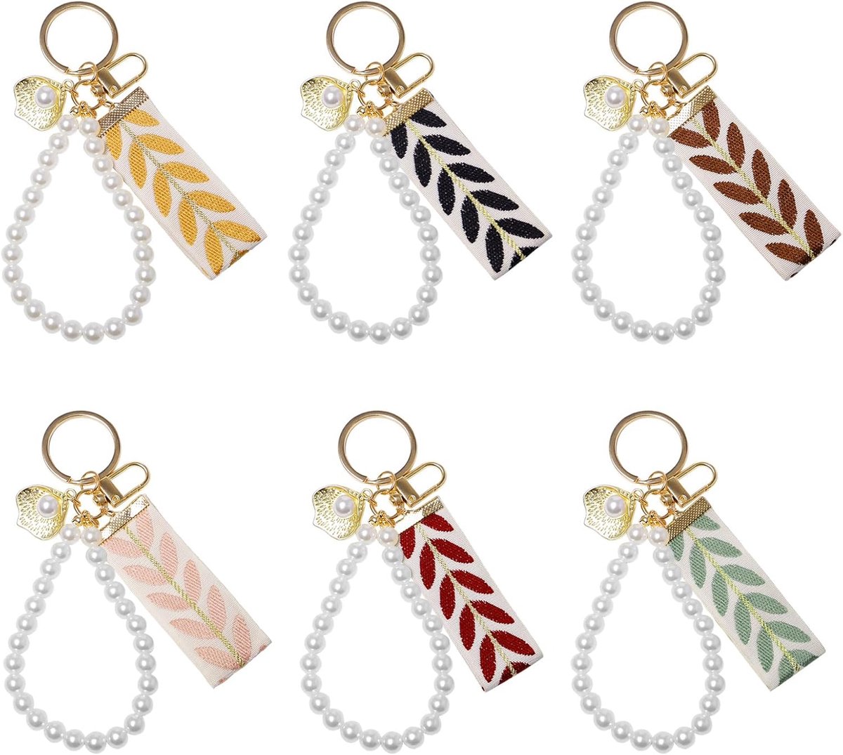 6 stuks schattige gouden sleutelhangers voor meisjes, autosleutelhangers voor dames, rugzak, sleutels en, meerkleurig