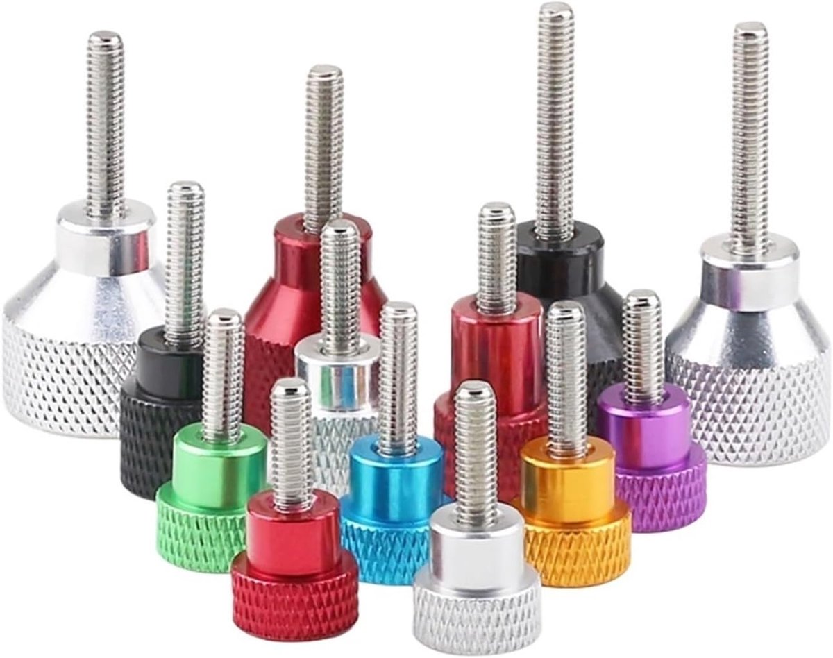 M6 roestvrijstalen handschroef met aluminium handgreep Hoge kop gekartelde hand Draai duimschroeven Draadlengte 10-100 mm 1 stuks(M5x35-D12x20 White)