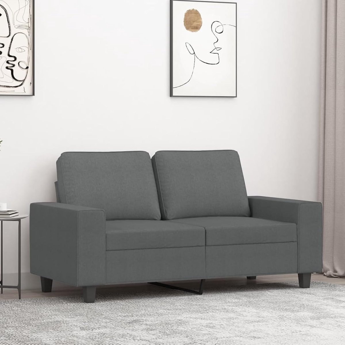 2-zitsbank, donkergrijs, 120 cm, stof, gestoffeerde bank, zitgroep voor woonkamer, appartement, kantoor, logeerkamer, 359384