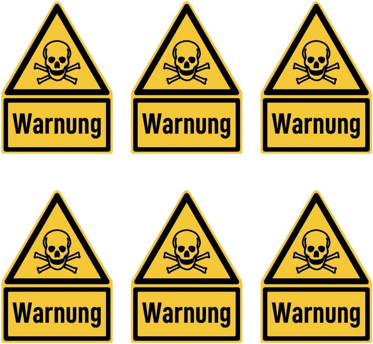75 x 50 mm, 6 stuks - signaalwoord waarschuwing voor giftige stoffen - waarschuwingsteken met tekst (Duits) (geel/zwart) - driehoek - W016 - DIN EN ISO 7010 / ASR A1.3