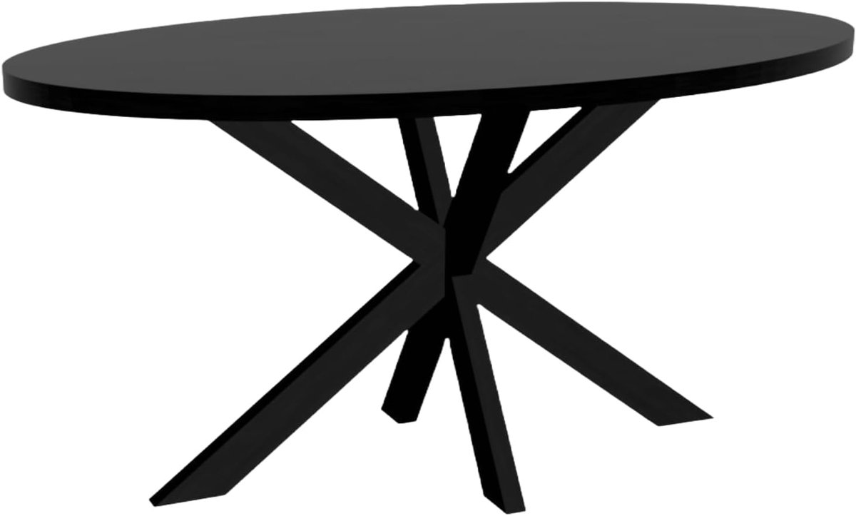 Eettafel ovaal melamine 160cm Tommy zwart ovale tafel