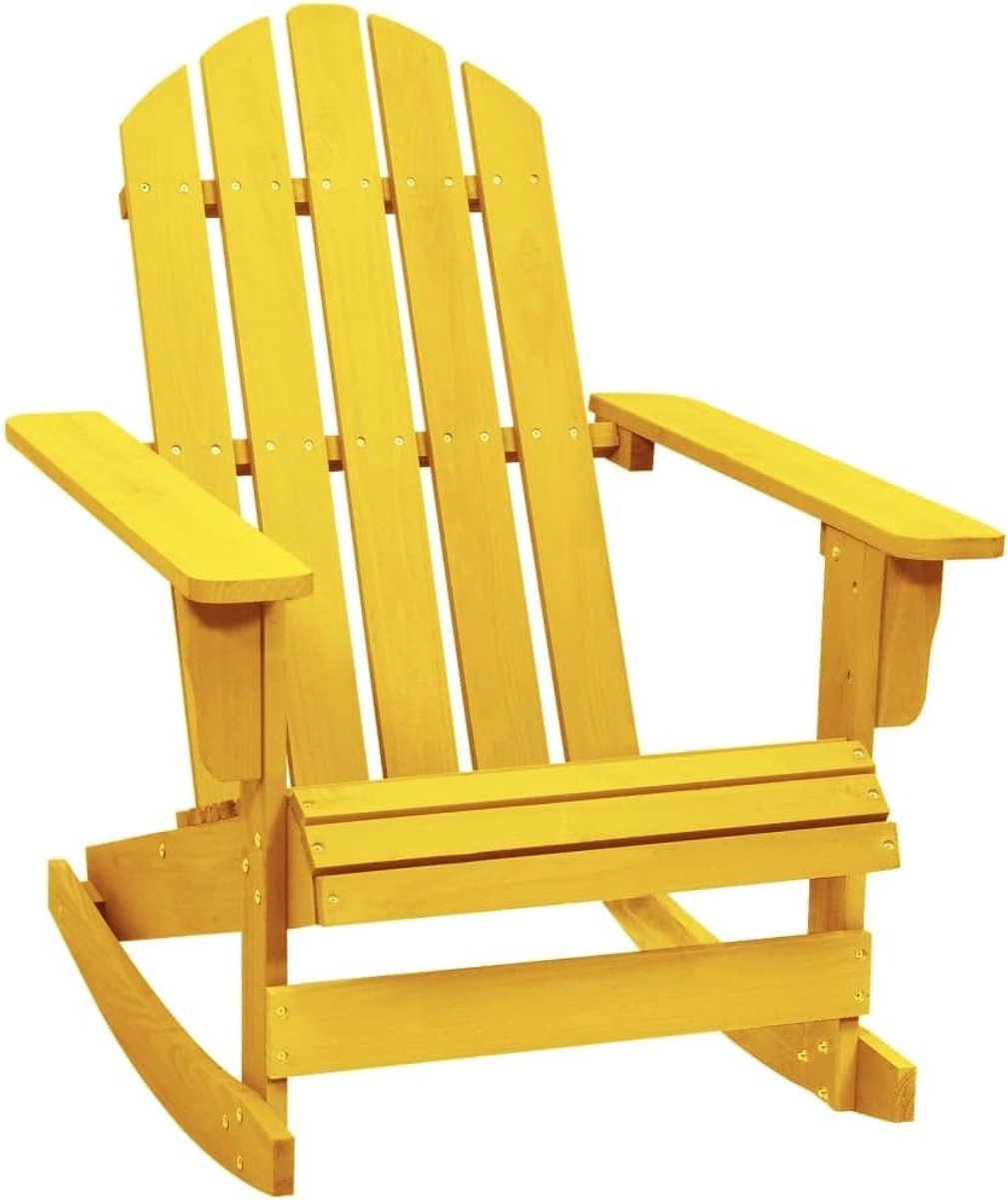 Schommelstoel voor in de tuin, van massief dennenhout, geel, robuust en stabiel, ergonomisch comfort, maximale belastbaarheid 110 kg