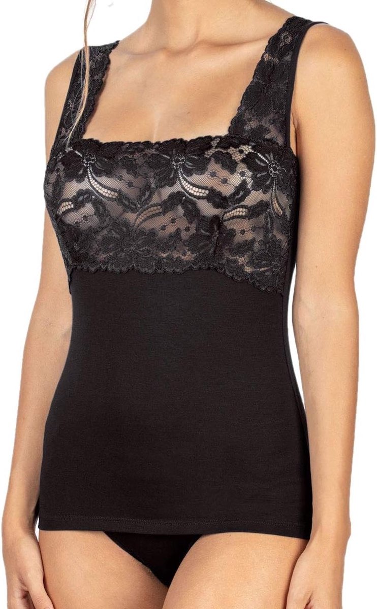 2D-onderhemd voor dames, Dames Kleding, van kant en brede schouders, van katoen - - Small