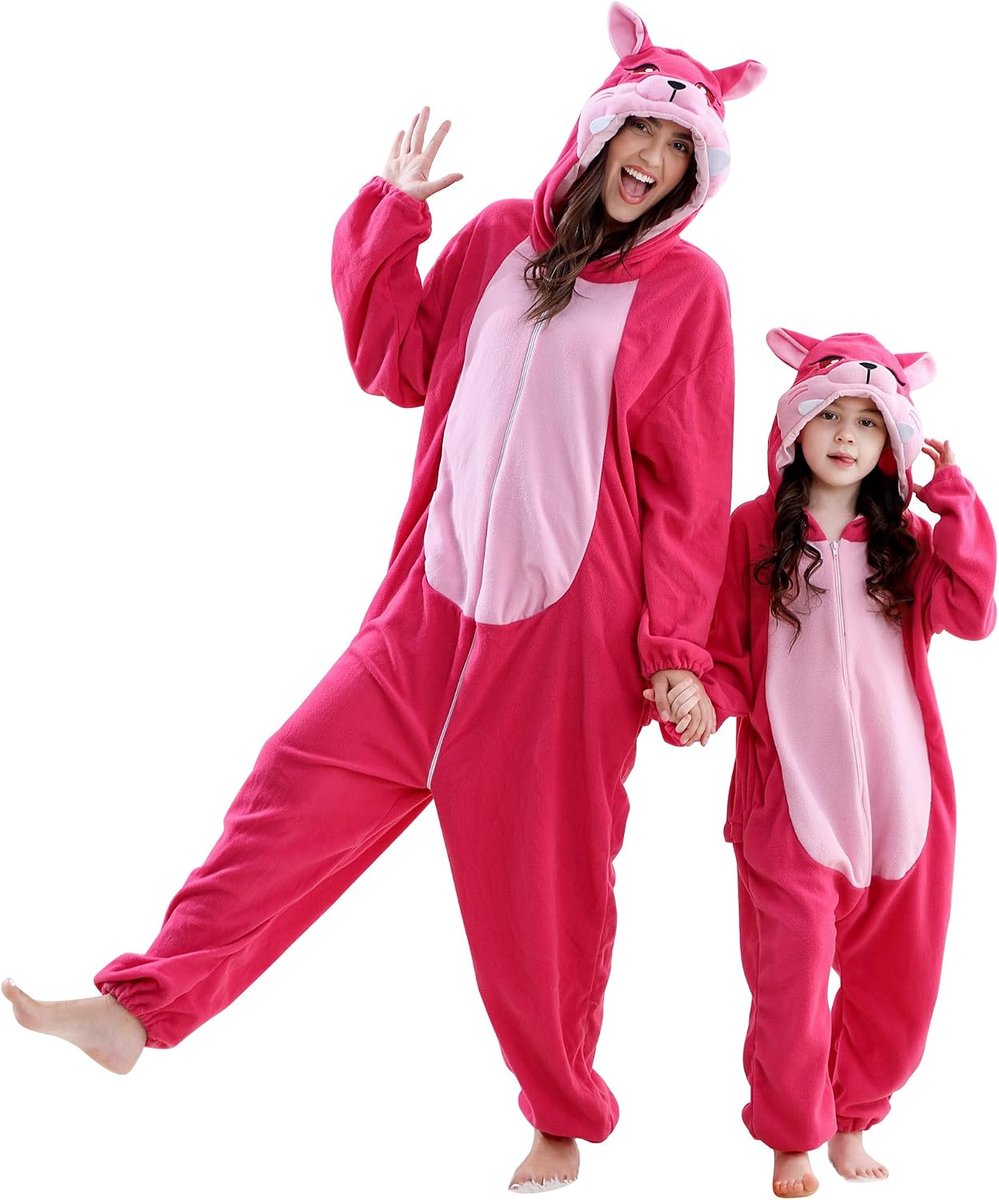 Dier Ouder-Child Capuchon Cosplay Pyjama Heellichaams Overall Halloween Gaming Nachtpyjama Gezinskostuum