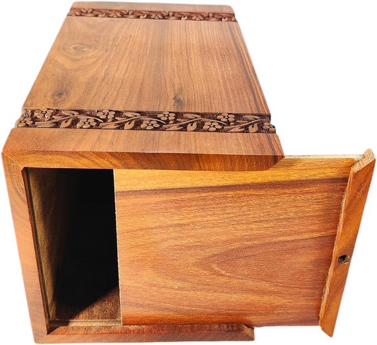 Animal Design Handgemaakte Houten Crematie Urn Box voor Volwassenen Mannelijke Vrouwelijke Urn Menselijke As Houder Doos voor Woonkamer Deco (8 x 4,75 x 4,75 Inch = Klein - 45,4 kg) — afbeelding 4