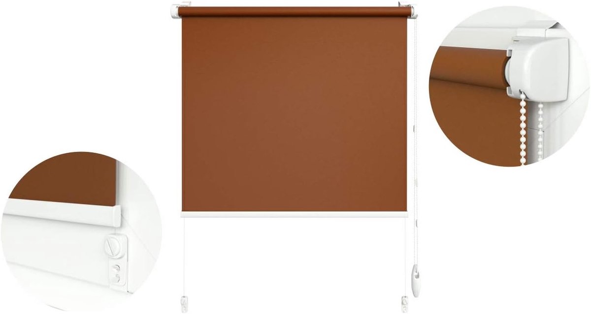 Zonder cassette, niet-invasieve montage, vrijhangend, blackout 50%, 12 kleuren, 24 maten, 90 x 180 cm, koffie, wit apparatuur, besturing rechts