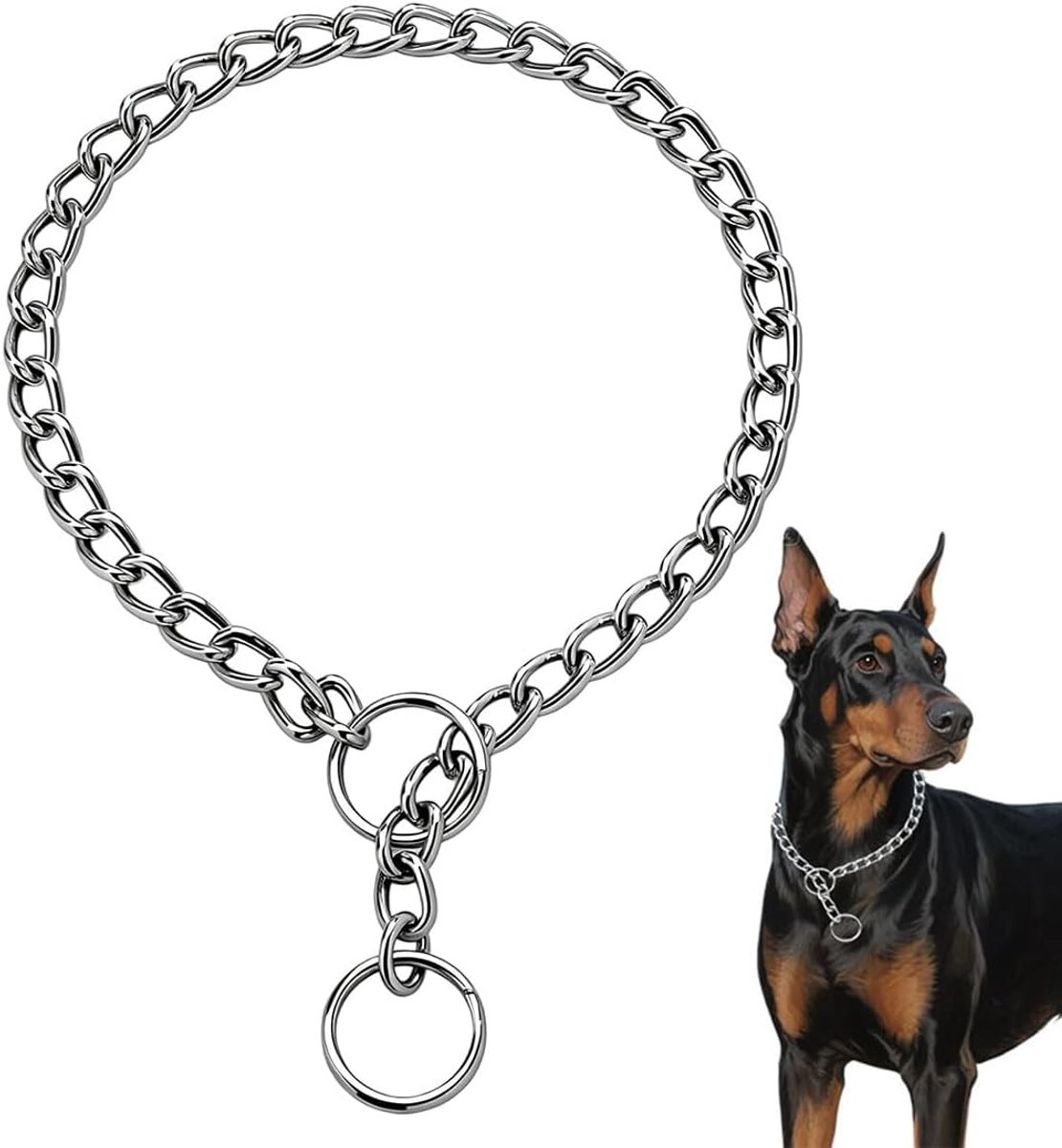 1 x verstelbare hondenketting, 3,0 mm, roestvrij staal, P 50 cm