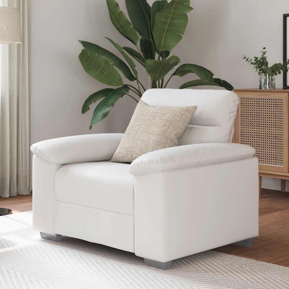 Kunstleren stoel, 60 cm breed, met houten metalen frame en bekleding voor woonkamer en kantoor, comfortabele loungesofa met armleuningen, duurzame stoel voor ontspanning