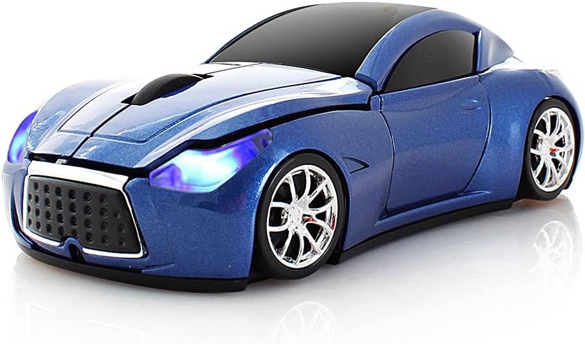 sportauto muis, draadloze desktop laptop computer muis 2,4 GHz optische muizen voor YFND (blauw)