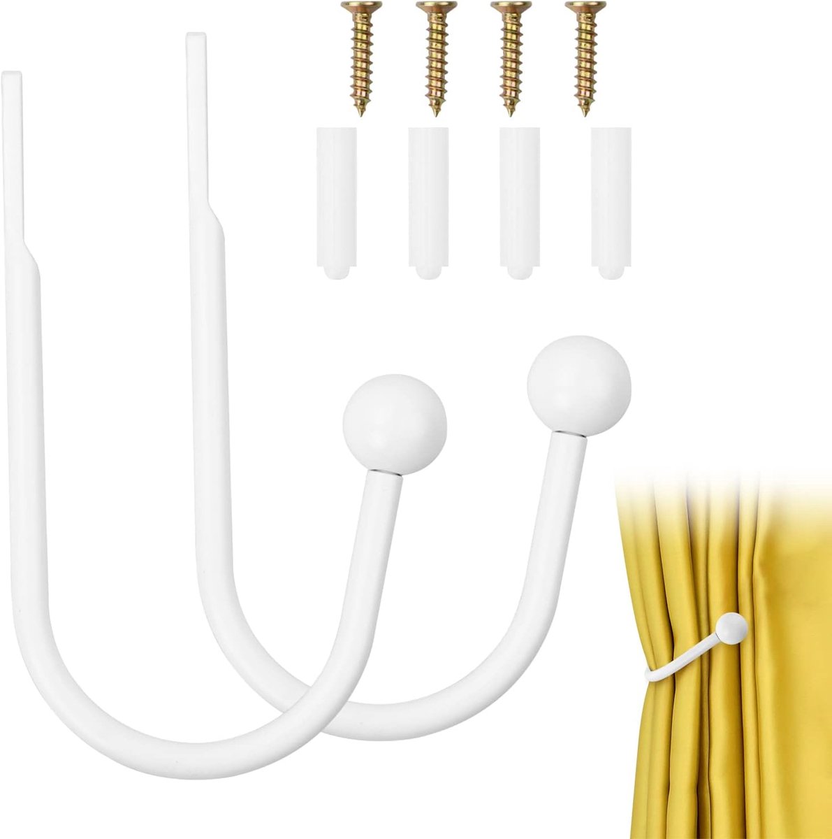 U-vorm, metaal, wit, 2 stuks