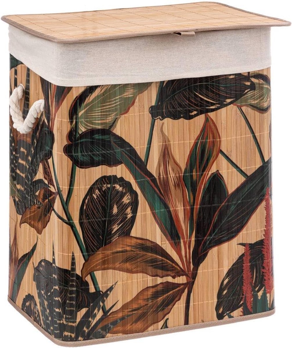 - Wasmand van bamboe en ecru stof, 50 l, decoratie Palawan
