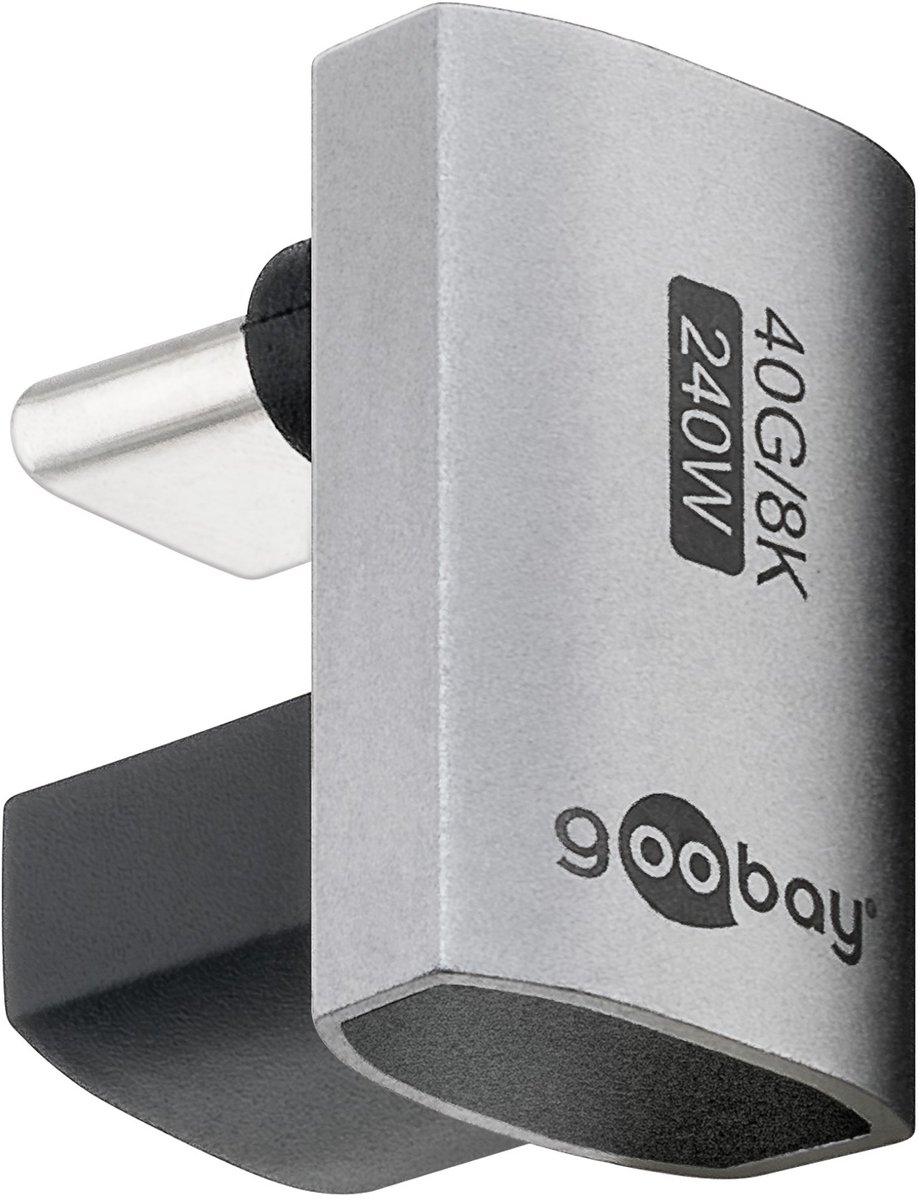 Goobay USB-C-adapter 180° U-vorm, USB4, USB-C naar USB-C, zilveren