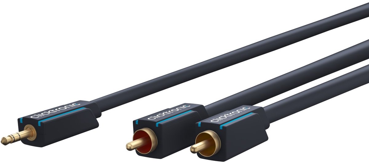 Clicktronic 3,5 mm AUX naar RCA adapterkabel, stereo, Premium kabel | 1x 3.5 mm jack plug 2x cinch plug | 1