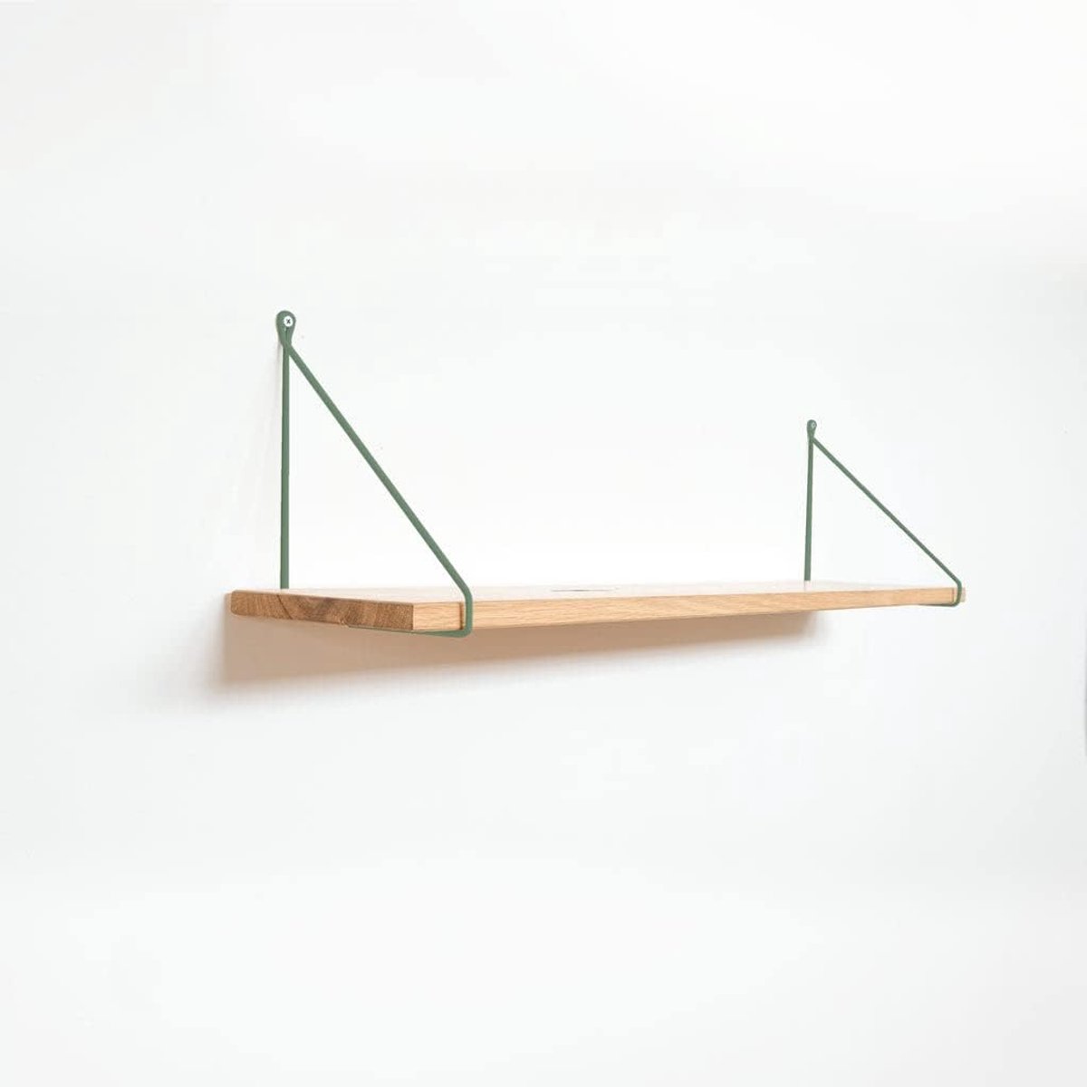 Goods Berlin 1x Design wandrek Eiken 100 cm | veel kleuren & modellen | plank van massief hout en metaal, zwevend, hoekstuk, console (rek PANKOW (20 cm diep), Groen)