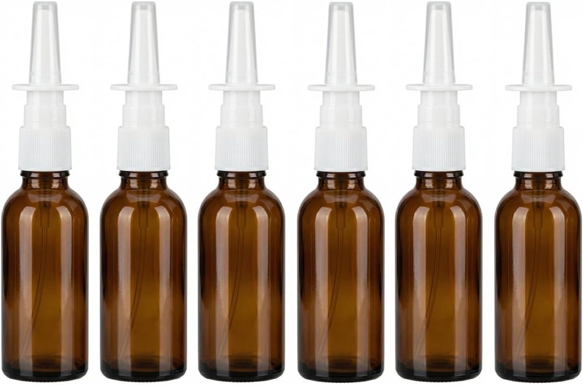 6 stuks lege neussprayflessen van glas voor op reis, navulbare flessen, cosmetica, make-up, voorraadpotten, flesjes