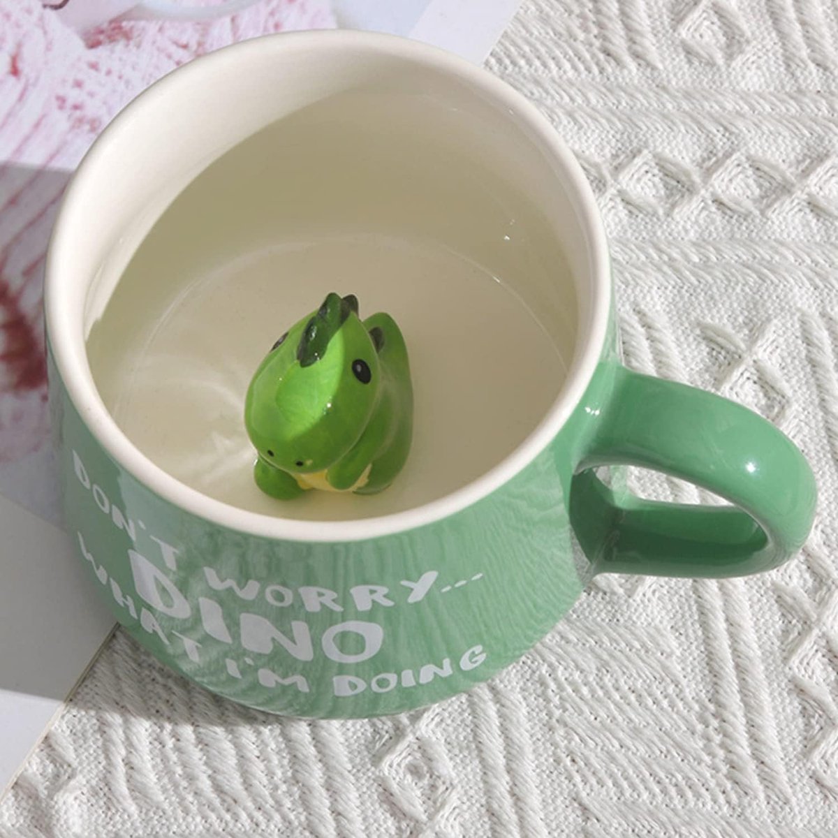 Dinosaurusmok, 3D-dinosaurusmok, keramiek, 350 ml, dino-beker, schattige theekop, met spreuk, mok met dino, verjaardagscadeau voor vriendin, meisjes, jongens, vrouwen en mannen