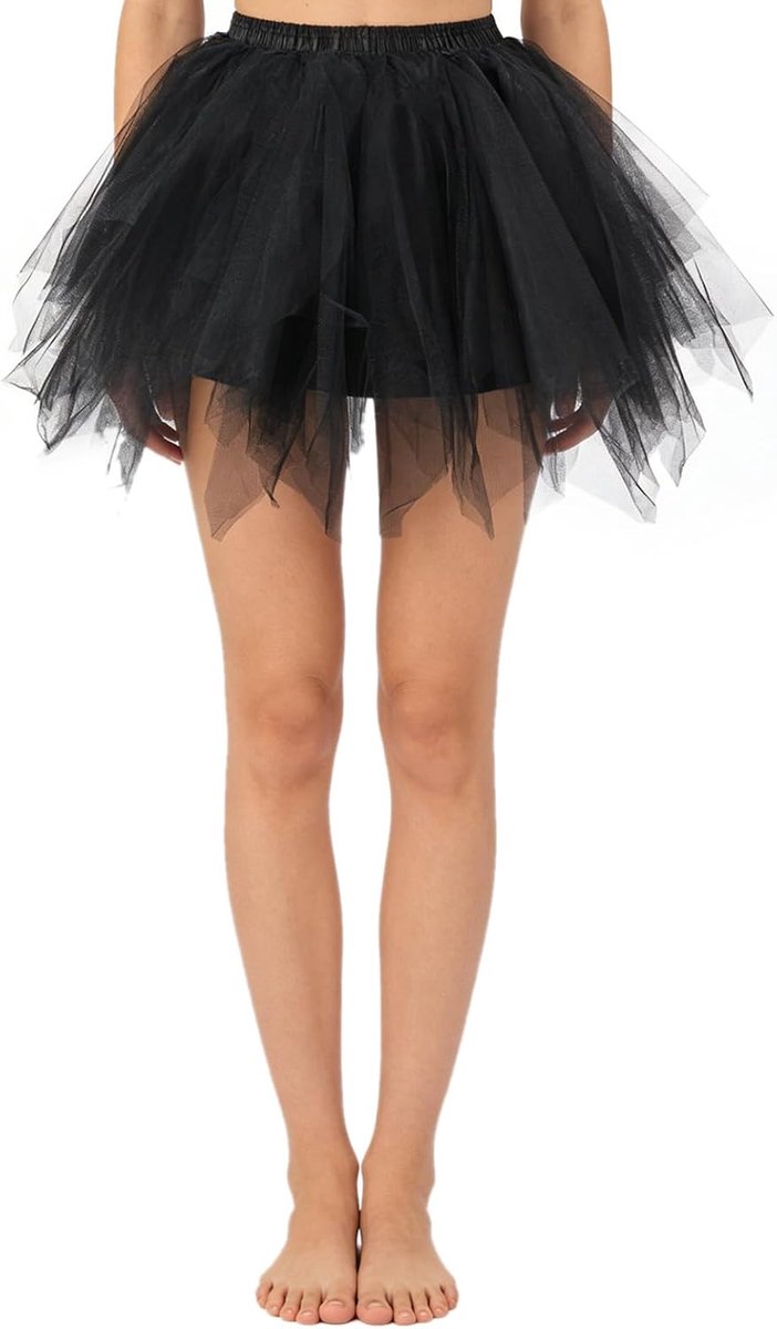 Rokken van tule voor dames, zwarte korte rok voor dames, vintage ballet-tutu uit de jaren 50, gelaagde petticoat van tule, Rara-rok