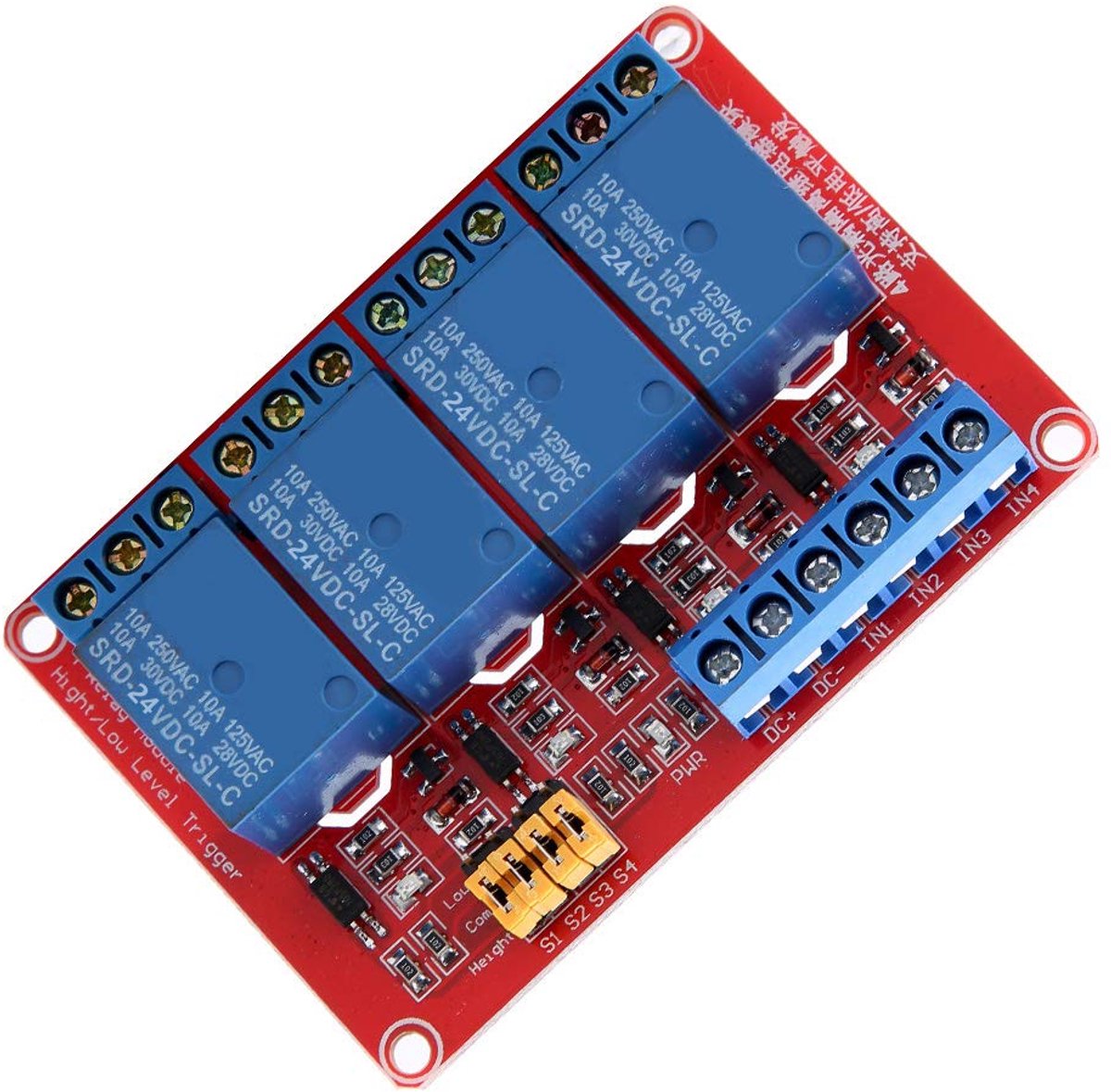 Board 12V 5V Module Raspberry 24V Optocoupler 4 Kanaal 4 Kanaal Optocoupler Relay Module Board Industriële Elektrische Apparatuur Hoge Amp; Lage Trigger 5V 12V (24V)