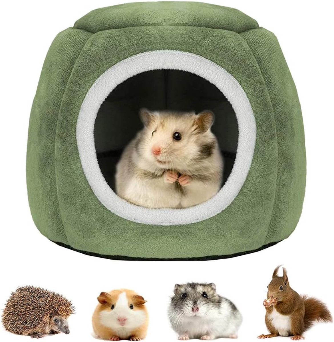 21 cm klein huisdiernest, hamsterhuisbed, chinchilla klein huisdierbed, warm huisdierbed, cavia-bed voor egel, rat, eekhoorns, hagedis, kikker, gekko, kameleon (groen, S)