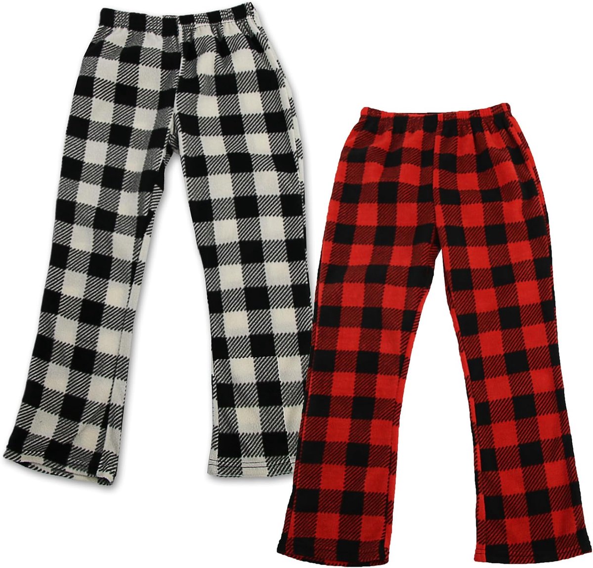2 Pack Kids Meisjes Pyjama Bottoms Fleece Kerst Plaid Pjs Bottoms Zachte Geruite Pjs Broek met Zakken Nachtkleding Lounge Bottoms
