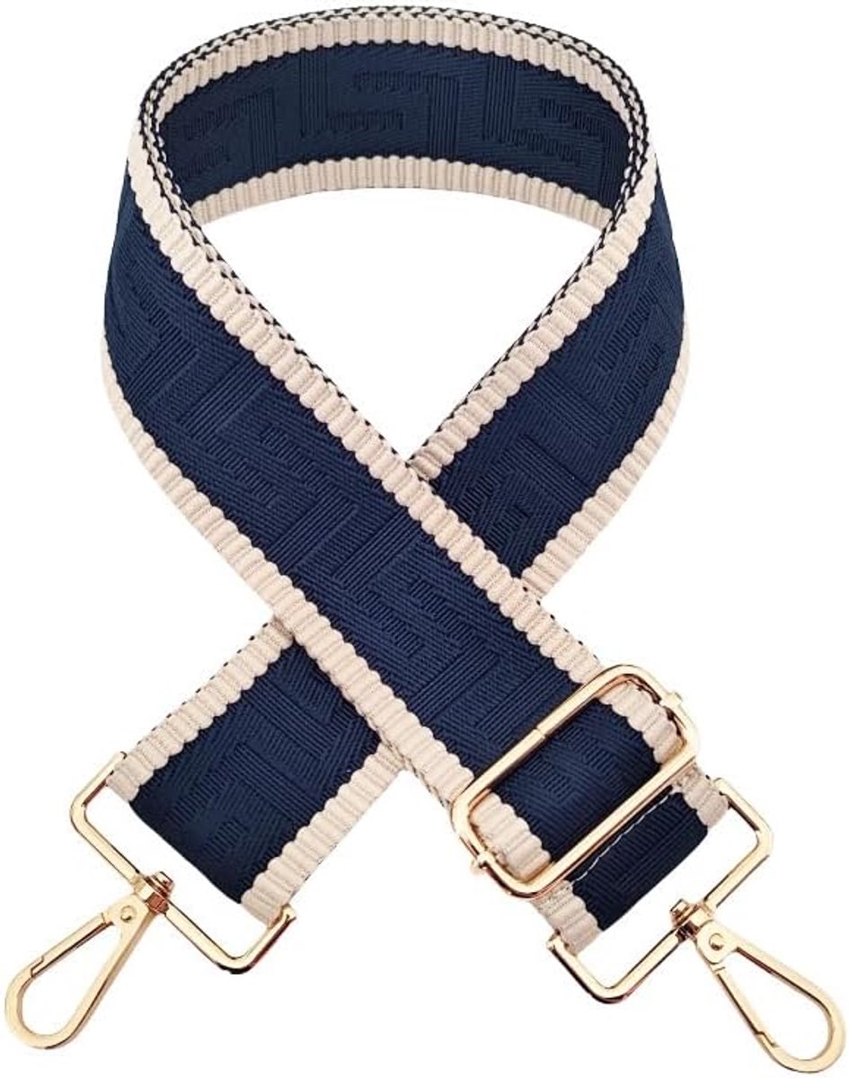 5 cm brede schouderriem, verstelbare draagriem, 72-130 cm, schouderriem met karabijnhaak voor draagtassen, handtas, tasriemen voor canvas tas, donkerblauw