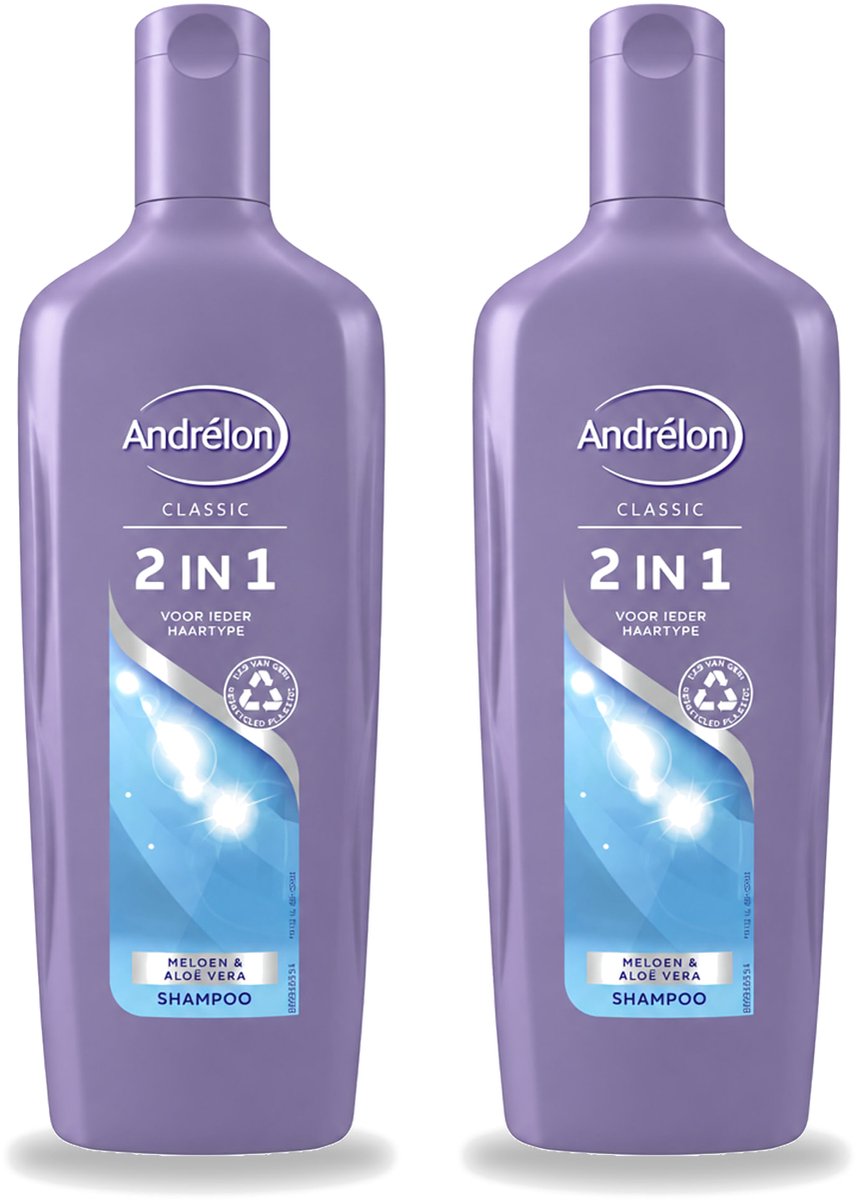 2 x Andrélon - 2-in-1 - Shampoo - Voor Snel & Effectief Wassen - 300 ml - Bulkverpakking - 2 stuks