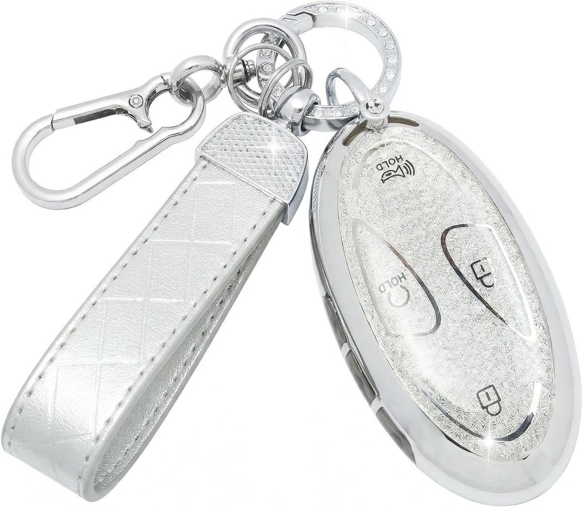 Autosleutelhoesje met Leren Sleutelhanger Compatibel met Hyundai SX2 Ioniq 6 Grandeur GN7 Grand Prix Azera Elantra Sonata,Couvre Clef Voiture,Autosleutel Behuizing - Smart Key