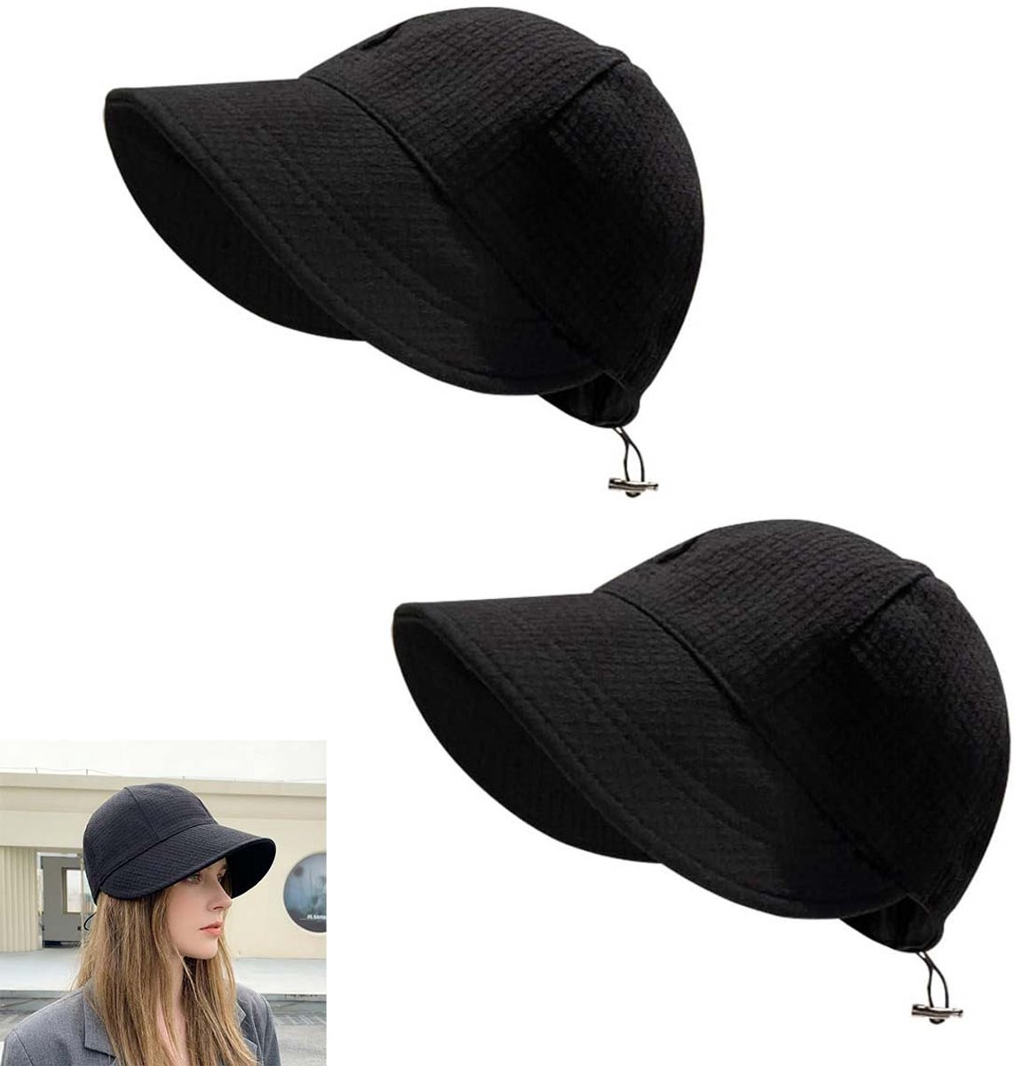 2 stuks Outdoor Zonnehoeden – Hoed met brede rand voor alle seizoenen - Lichtgewicht, opvouwbare vissershoeden voor dames – Hoofdomtrek 54-60 cm – zonnehoeden