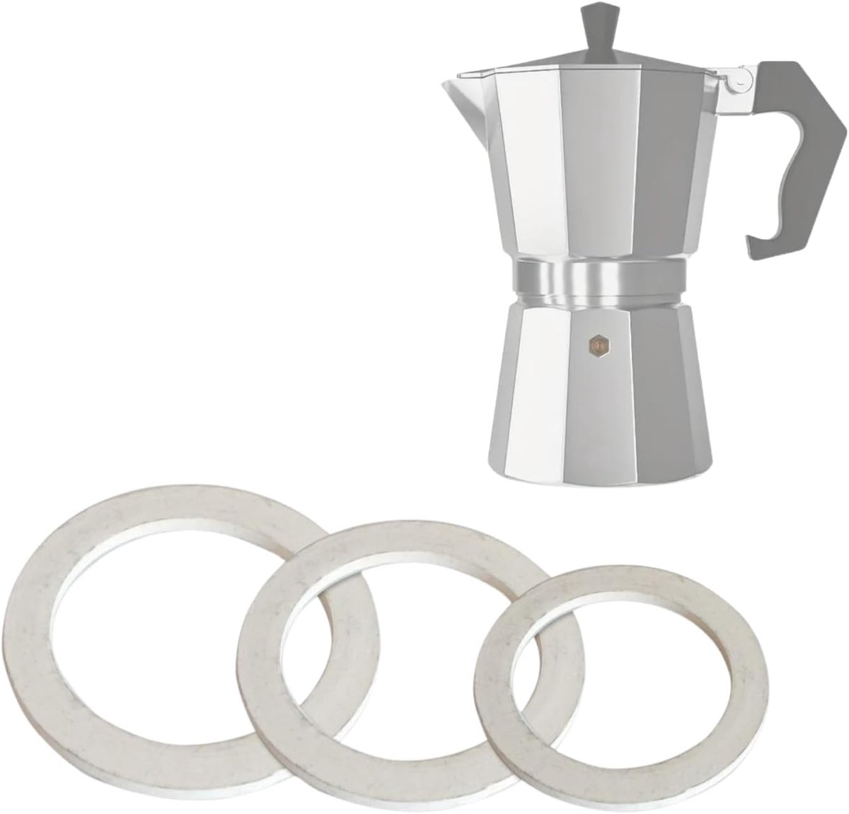 Set van 3 rubberen reserveafdichtingen voor espresso-maker Moka, 4 maten verkrijgbaar, 1-2-3-6 kopjes, compatibel met de meest gangbare merken, Made in Italy (1 kopje)
