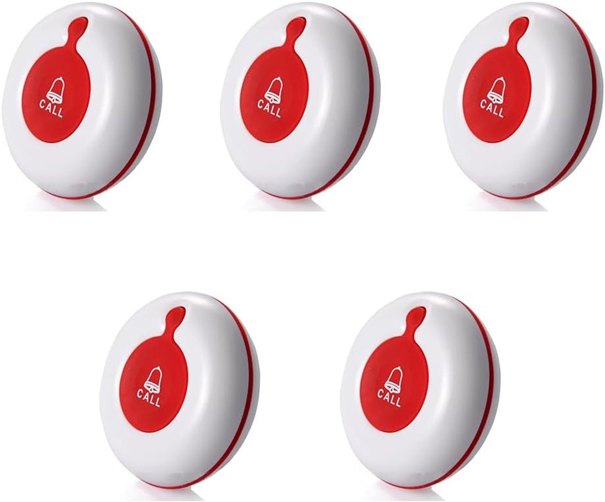 Caregiver Pager Verpleegkundige Alert System, SOS-oproepknop, alarm voor restaurant, klinisch ziekenhuis (5-O1)