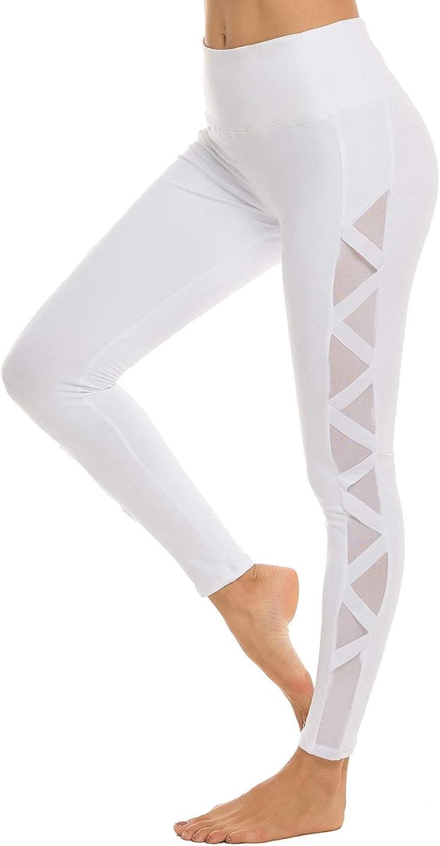 Romansong Dameslegging van mesh met zak, niet-doorzichtige capri, hoge taille, buikcontrole, 4-weg stretch