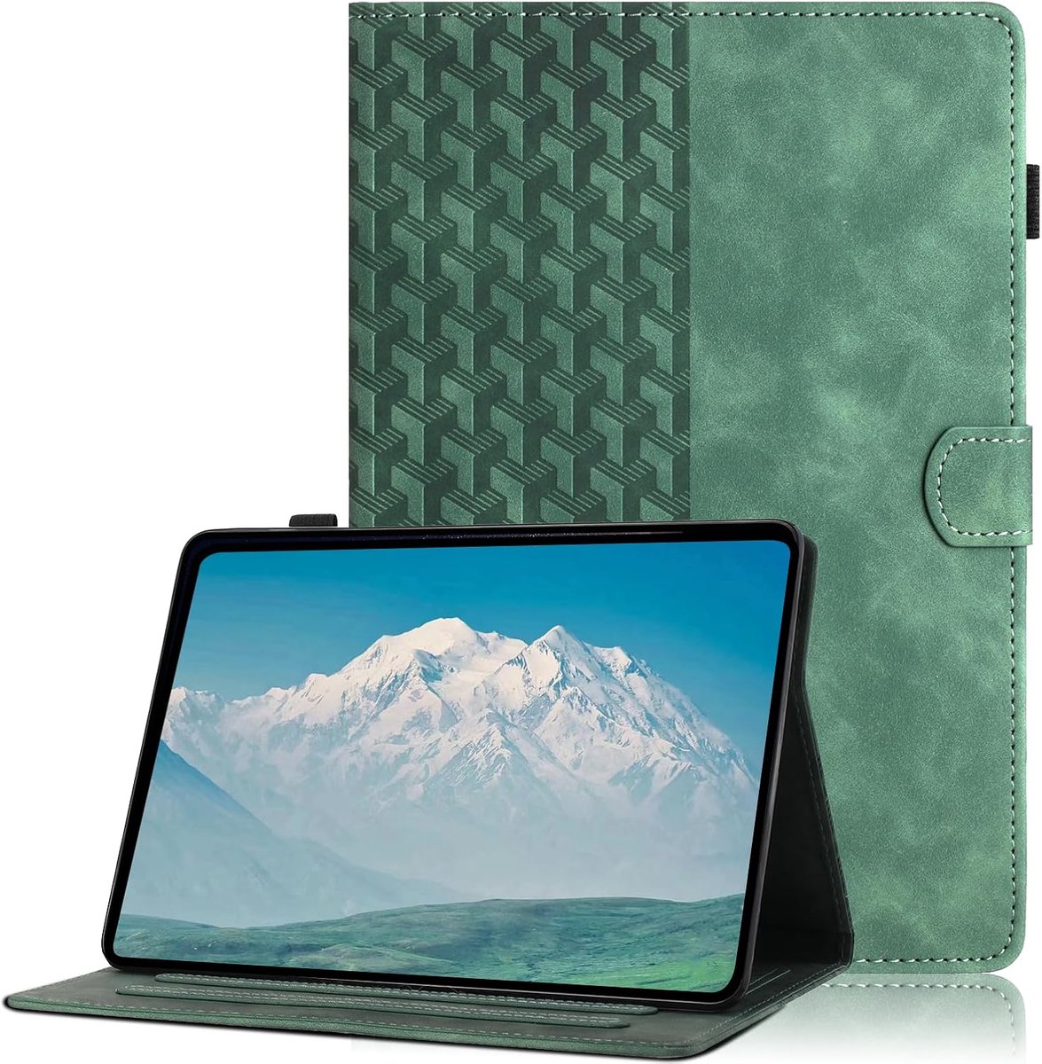 Compatibel met iPad A16 11e generatie 2025 11 inch/iPad 10e generatie 2022 10,9 inch 2022, multi-hoekstandaard, beschermhoes van PU-leer met automatische slaap-/wekfunctie, groen