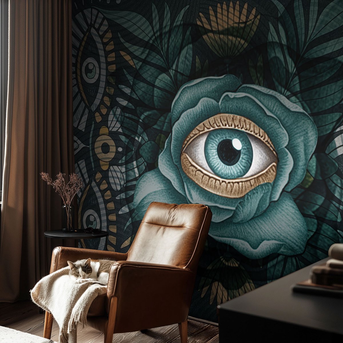 Coloray Vliesbehang - Marine Snellijm Behang - 104x70 cm - Bloem Oog Muurschildering - Gang behang Abstractie - Fotobehang Vlies - Gang behang