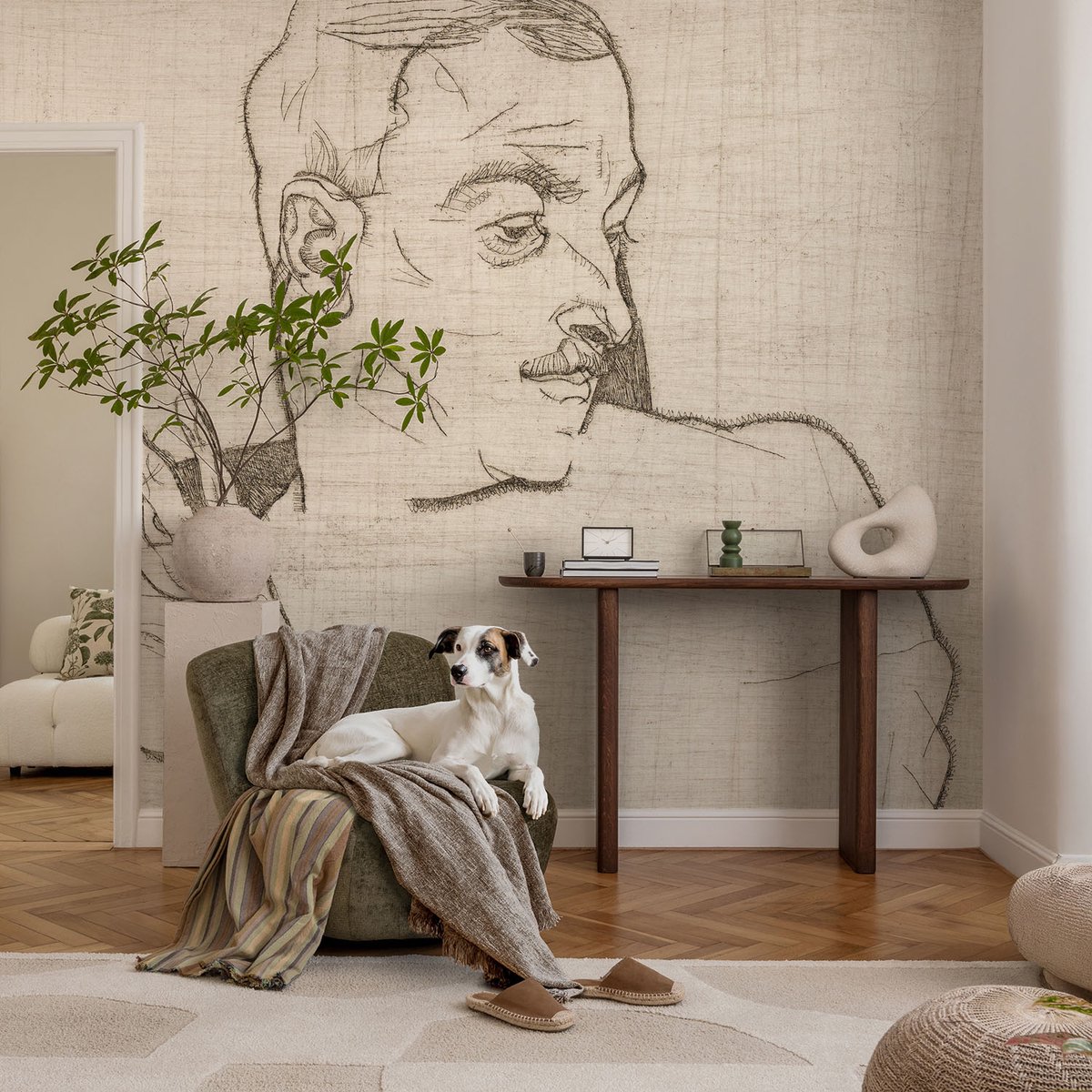 Coloray Vliesbehang - Wit Snellijm Behang - 104x70 cm - Een Onderscheidend Karakter Fotobehang Vlies - Hal behang Deel - Muurschildering - Hal behang