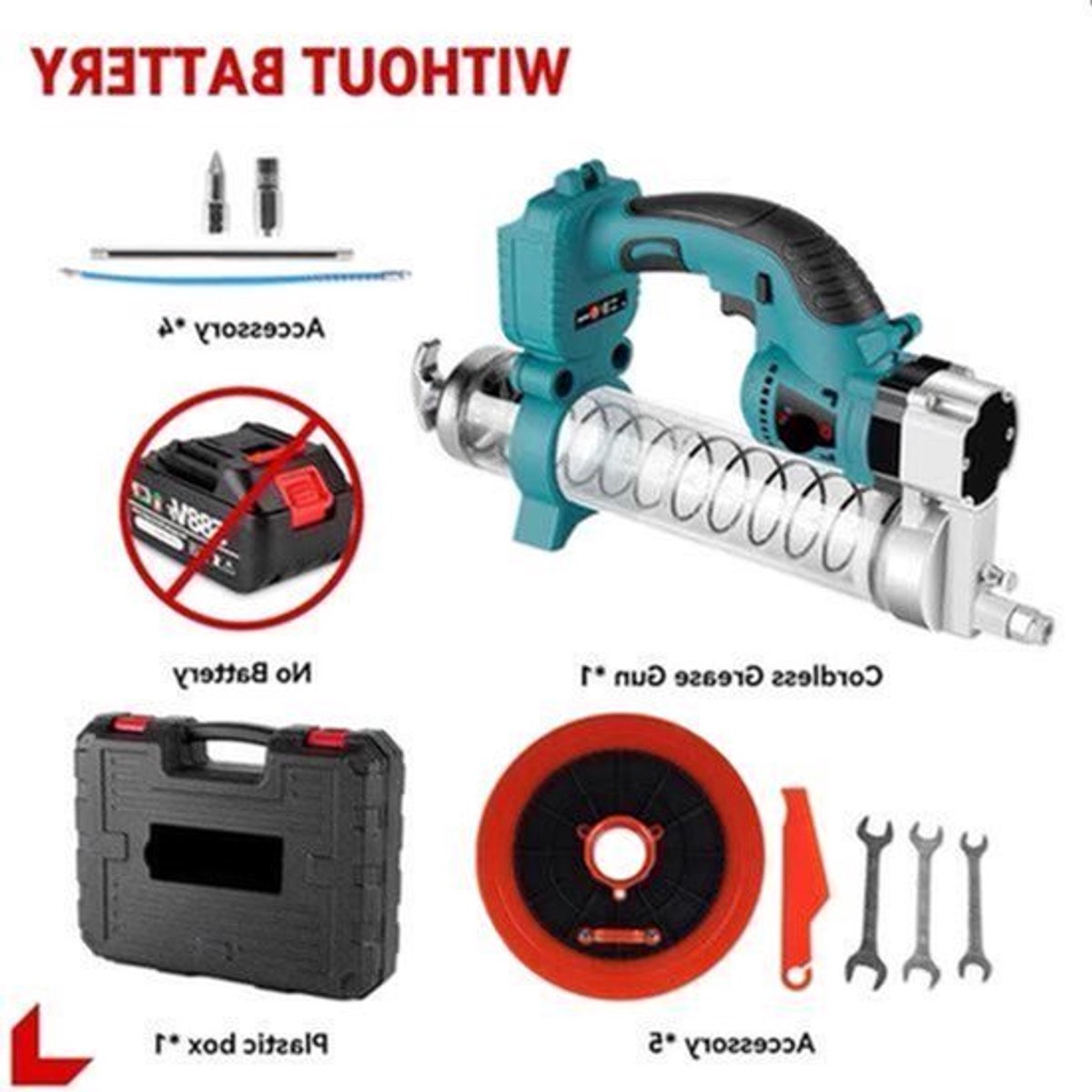 Elektrische Vetspuit - Vetpomp - Vetpistool - Voor Auto Onderhoud & Smering - Draadloos - 10000PSI - Hoge Druk 689 Bar - Zonder Accu