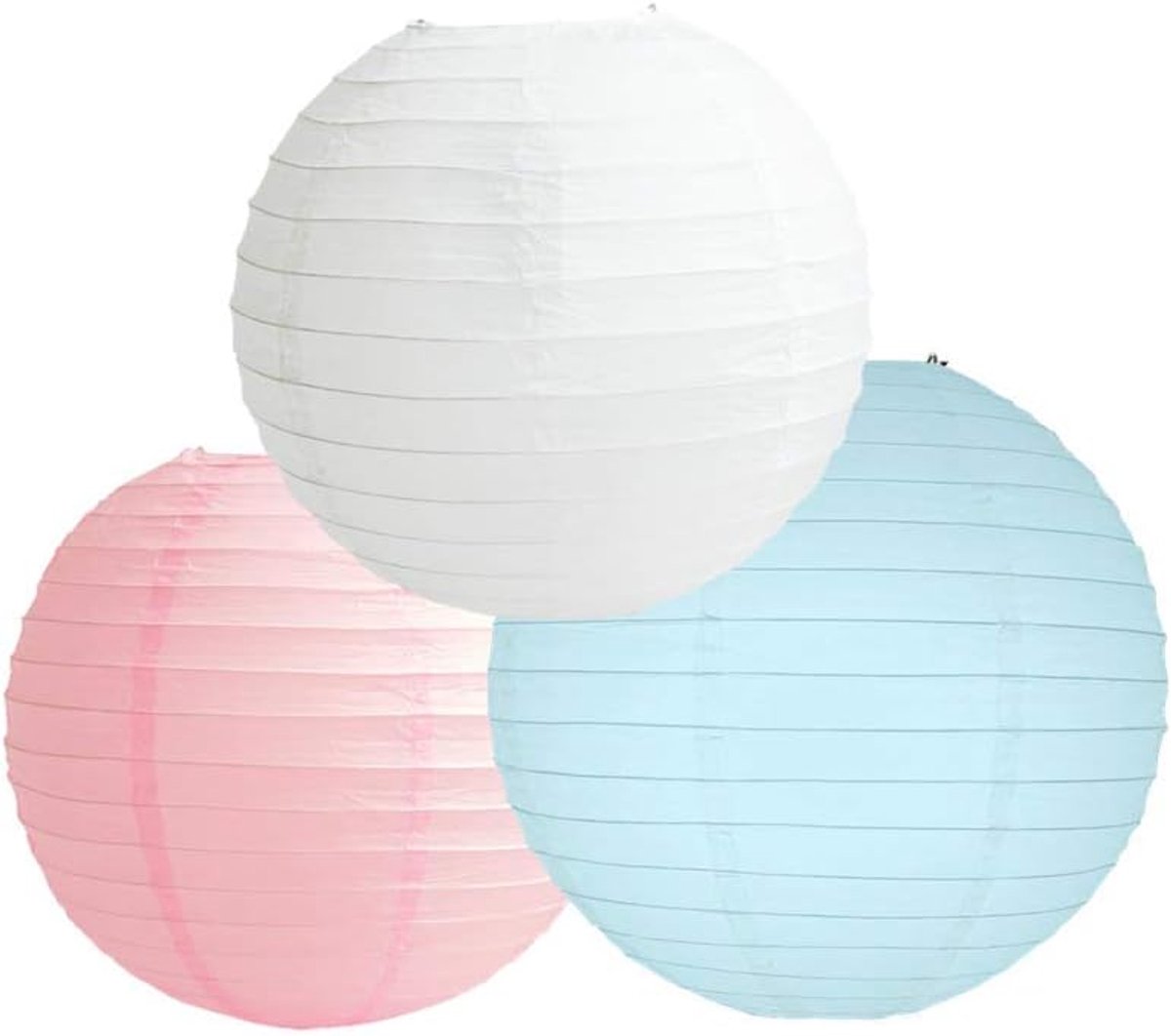lantaarns, mix kleur, verpakkingen van 3 ronde papieren lantaarns lampenkappen, feestdecoratie (Baby Pink Blue Shade, 10 cm)