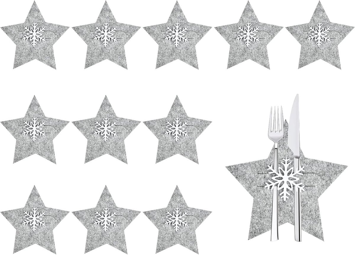 12 stuks bestekzakjes voor Kerstmis, bestekzakjes, kerstversiering, voor bestek, messen, vorken, lepels