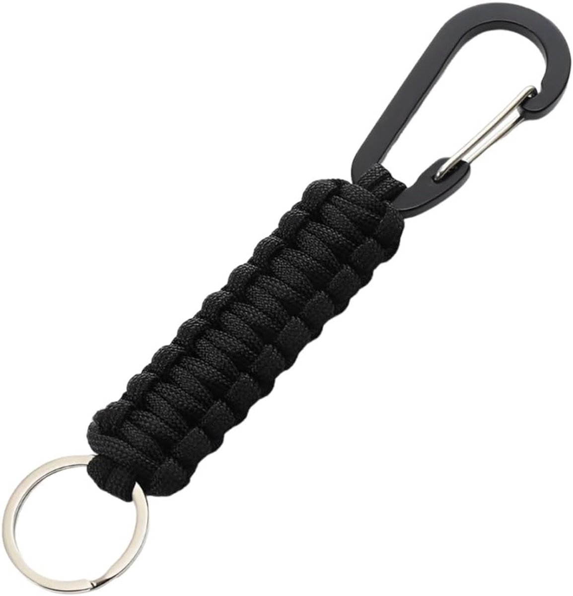 Sleutelhanger Karabijnhaak Clips - Zwart Sleutelhanger met Karabijnhaak Gevlochten Lanyard Haken