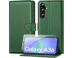 Ivencase Compatibel met Samsung Galaxy A36 5G hoesje met 1 HD schermbeschermer, PU-lederen flip portemonnee telefoonhoesje met kaartsleuven standaard (RFID-blokkering) magnetische sluiting voor