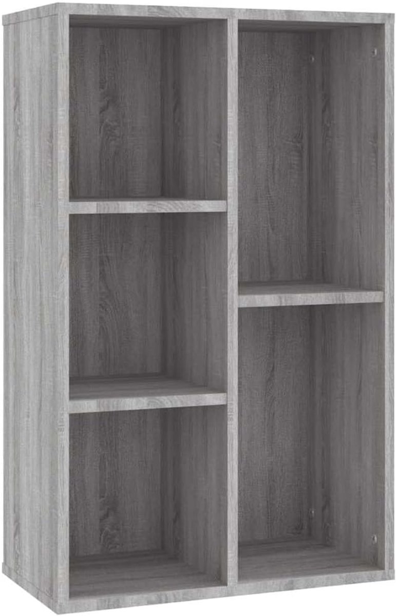 Open Kubus Boekenplank, 5-Cubby Vrijstaande Boekenkast, Moderne Opbergrek voor Woonkamer, Slaapkamer, Studeerkamer en Kinderkamer (Grijze sonoma)